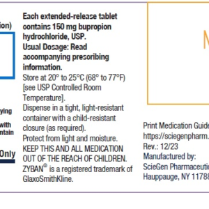 Bupropion 150 mg SR tablet 100/ct