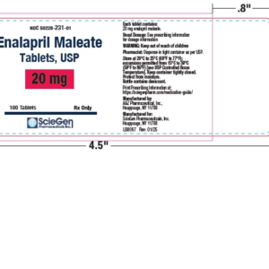 Enalapril Maleate 20 mg tablets - 100/btl