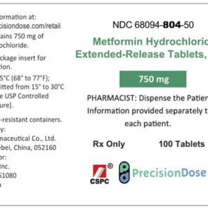 Metformin 750 mg E-R tablets - 100/btl