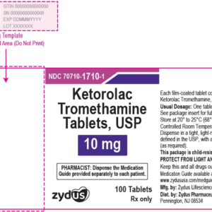 Ketorolac Tromethamine 10mg tablets, USP - 100ct