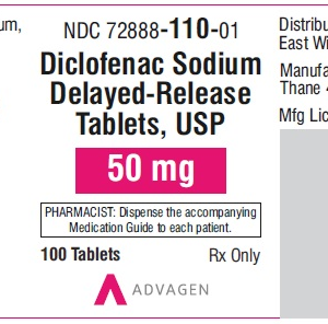 Diclofenac Sodium 50 mg DR tablets - 100/btl