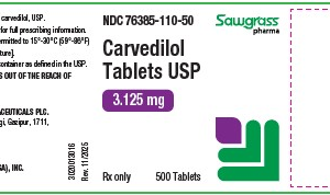 Carvedilol 3.125mg tablets - 500ct