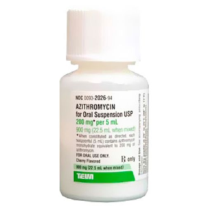 Azithromycin Oral Suspension 200mg/5ml 900mg bottle