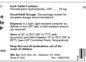 Promethazine Hydrochloride 25mg tablets - 100ct