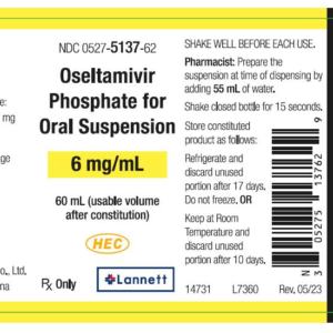 Oseltamivir Phosphate 6 mg/ mL for OS - 60 mL usable volume after constituted