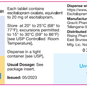 Escitalopram 20 mg tablets - 100ct
