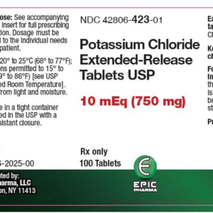 Potassium Cl 10 mEq E-R tablets - 100ct