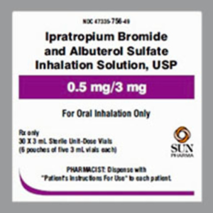 Ipratropium Bromide/Albuterol Sulfate 0.5 mg/3 mg per 3 ml Inh Soln - 30/bx