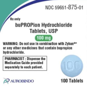 Bupropion Hydrochloride 100 mg tablets - 100ct