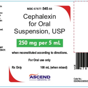 Cephalexin 250 mg/5 ml 200 ml Oral Suspension