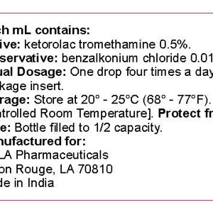 Ketorolac 0.5% Ophthalmic Solution - 5mL