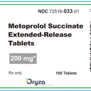 Metoprolol Succinate 200 mg ER tablets - 100/btl