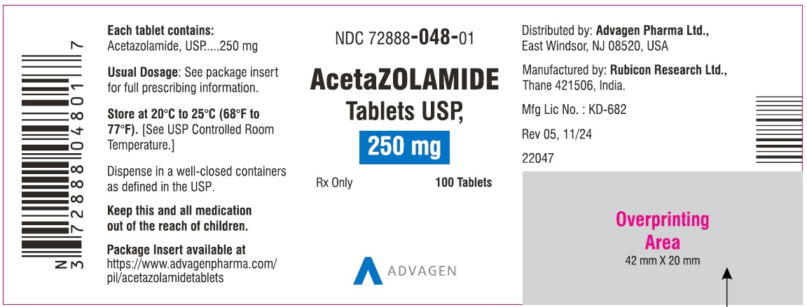 Acetazolamide 250 mg tablets - 100/ btl