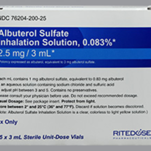 Albuterol Sulfate 0.083% (2.5 mg /3 mL) Inhalation Sol. - 25/carton