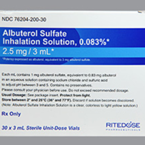 Albuterol Inhalation Solution 0.083% (2.5 mg/3 ml) UD - 30/pack